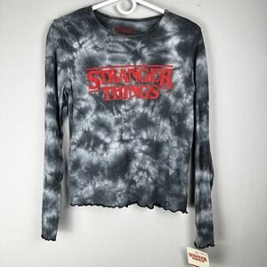 Stranger Things Netflix Tie Dye Long Sleeve Shirt Womens Medium Black Red New